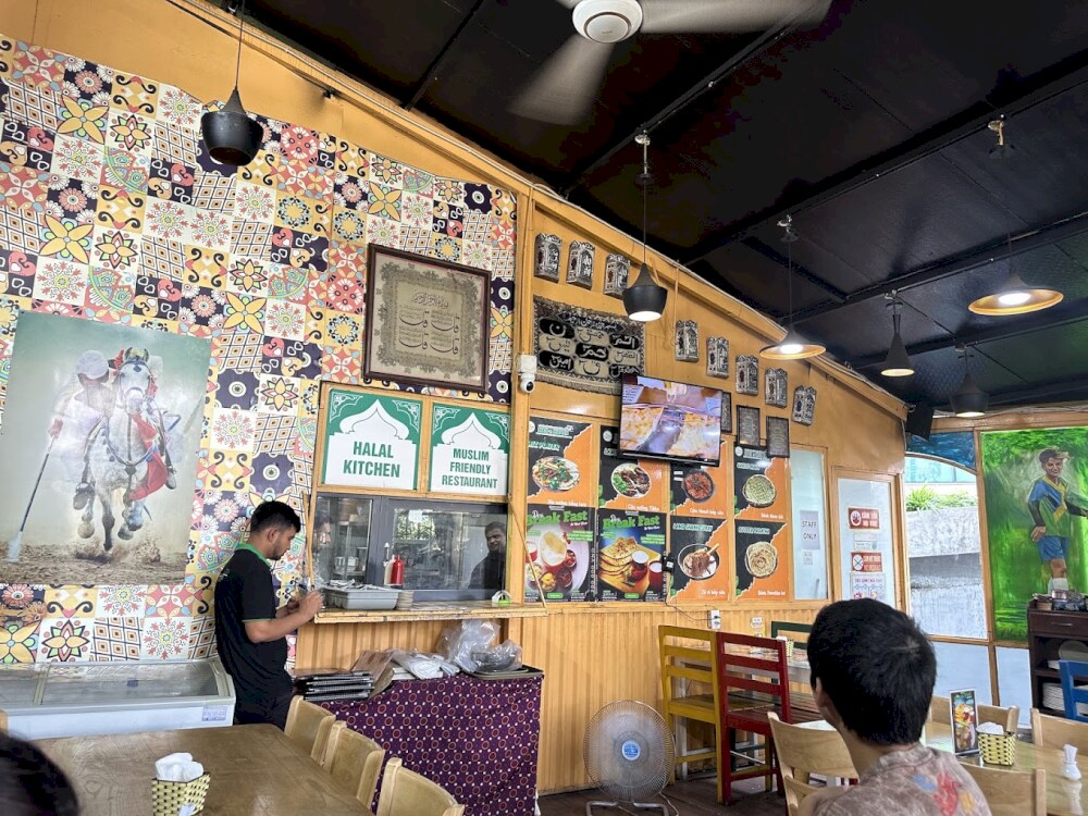 The eclectic and colorful interior of Nan n Kabab